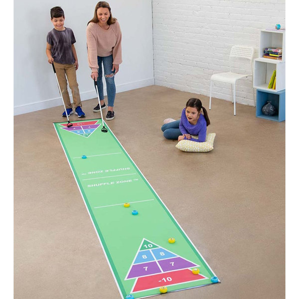 HearthSong Shuffle Zone Shuffleboard Family Game With Oxford Mat And